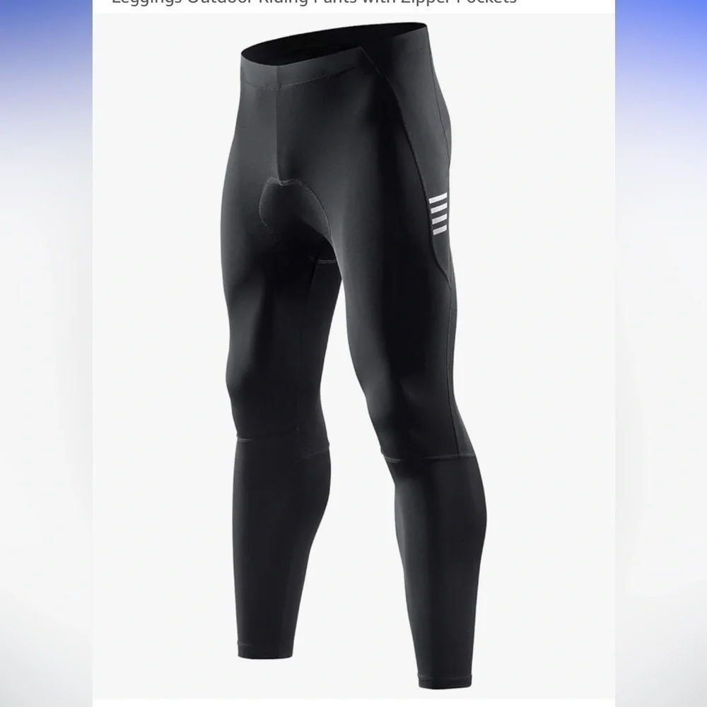 NWT Men’s Black Cycling Tights with White Stripes small